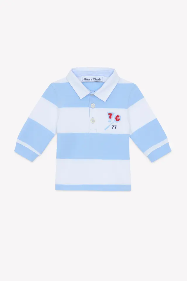 Uzun Kollu Polo T-Shirt Mavi - 3Y