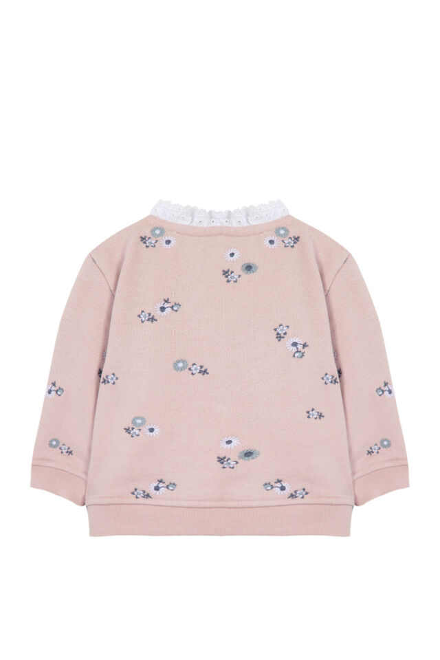 Çiçek Aplikli Sweatshırt Lila - 2Y