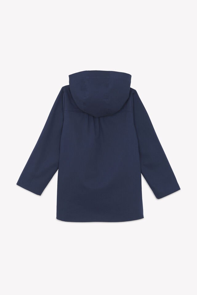 Kapüşonlu Coton Trenchcoat Marine - Lacivert - 8Y