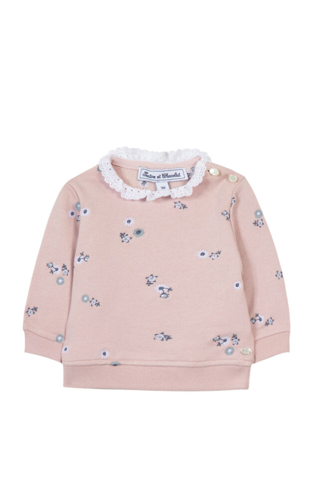 Çiçek Aplikli Sweatshırt Lila - 9M