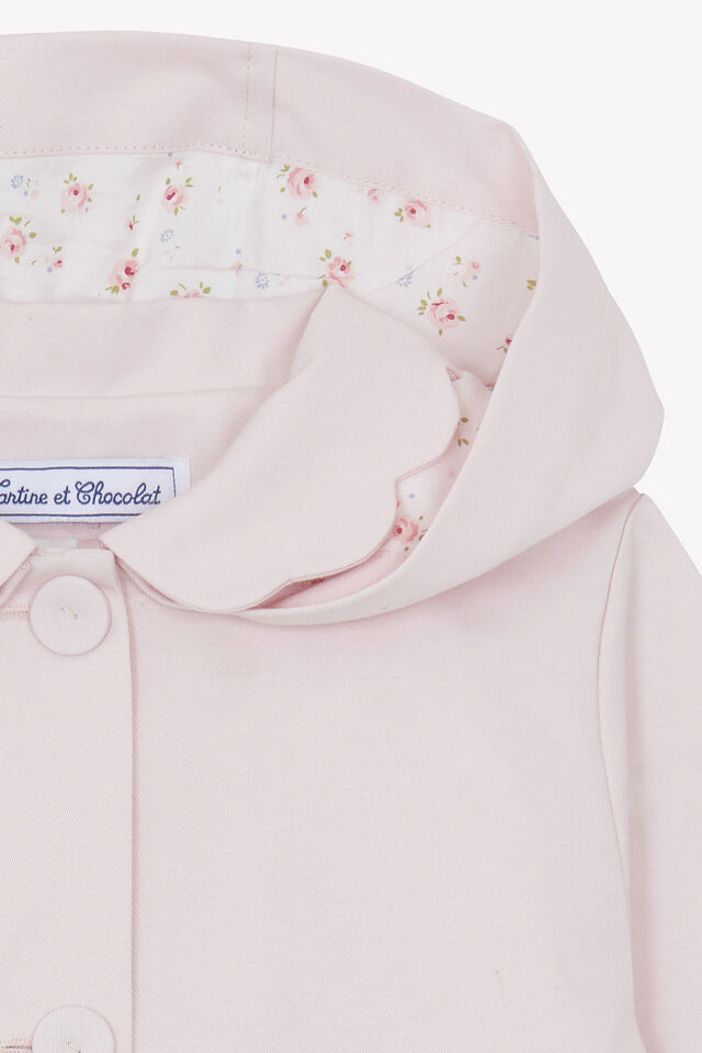 Kapüşonlu Coton Trenchcoat Rose pâle - 5Y