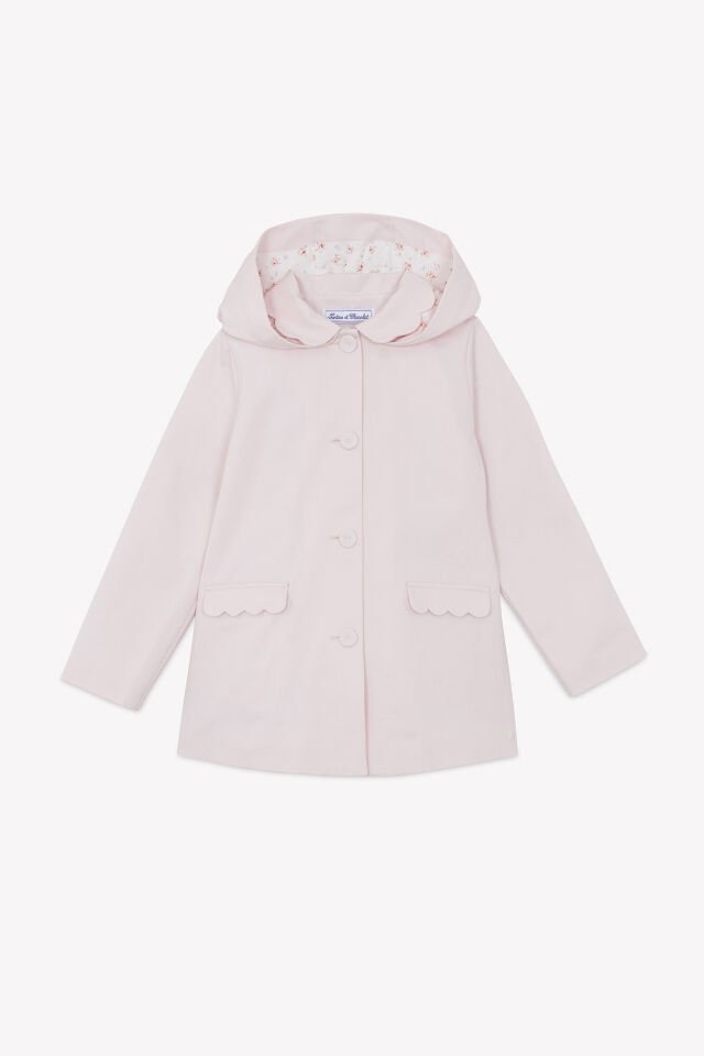 Kapüşonlu Coton Trenchcoat Rose pâle - Soft pembe - 6Y