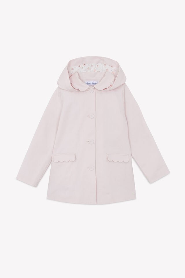 Kapüşonlu Coton Trenchcoat Rose pâle - 6Y