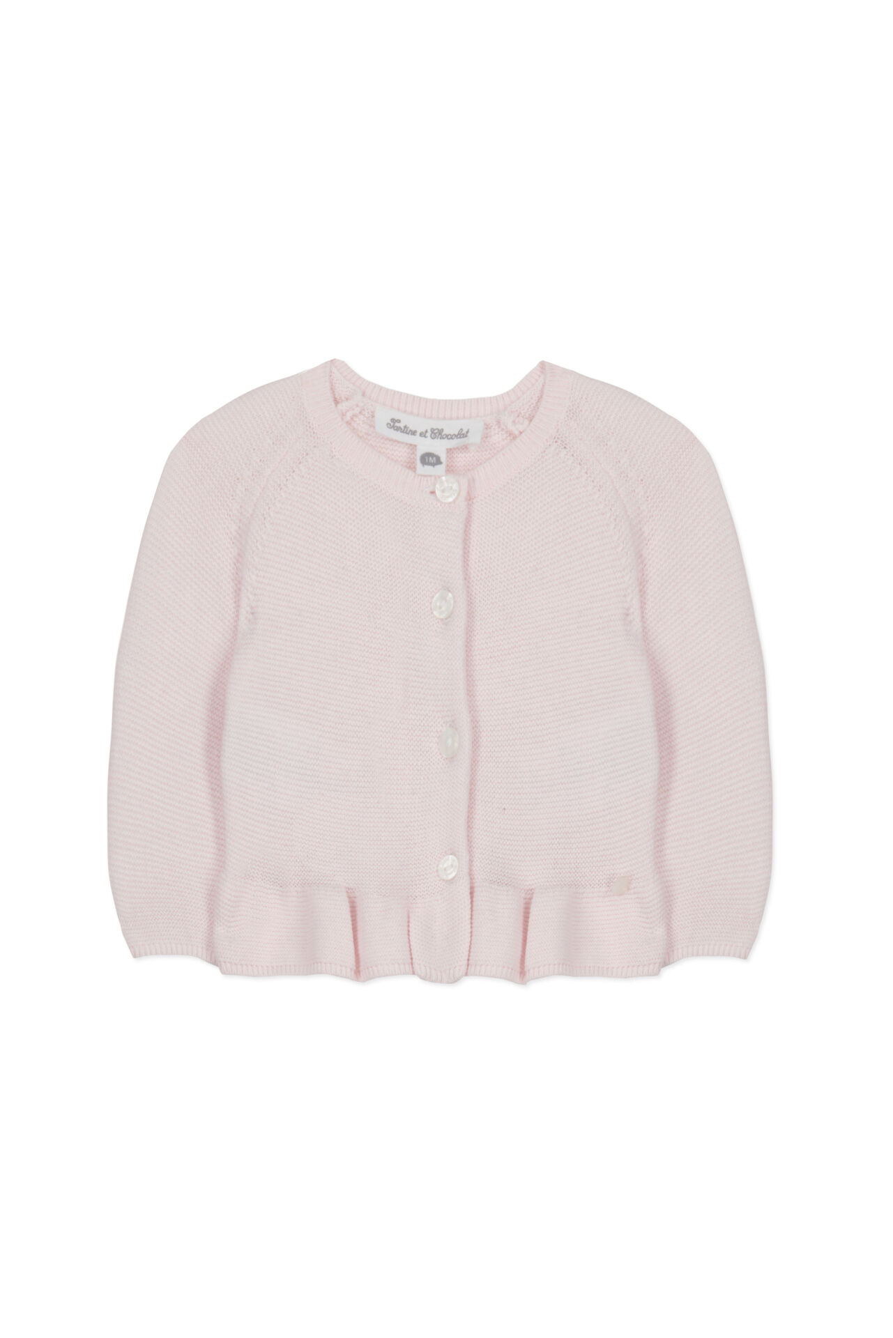 Düz Renk Triko Hırka Rose pâle - 3M