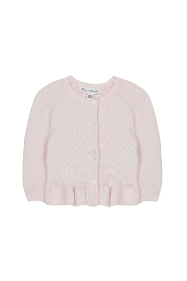 Düz Renk Triko Hırka Rose pâle - Soft pembe - 3M