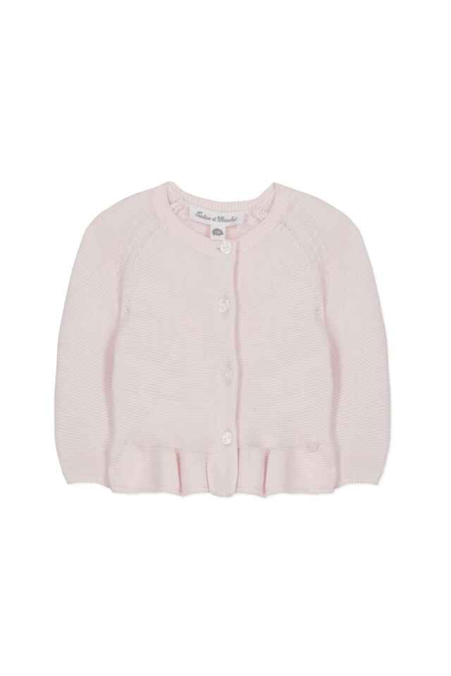 Düz Renk Triko Hırka Rose pâle - Soft pembe - 6M