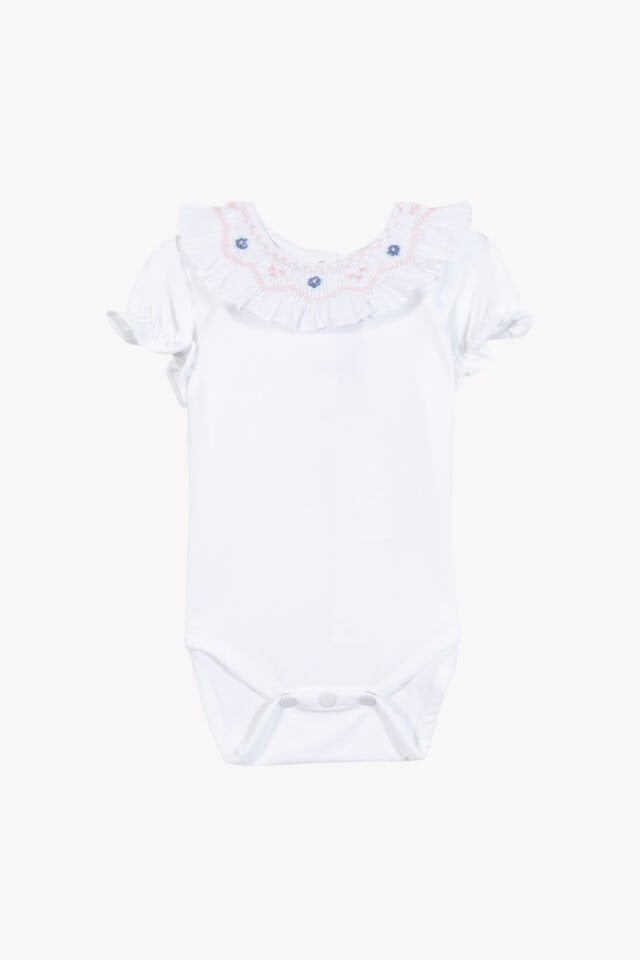 Nakışlı Dantel Yakalı Body Blanc - 18M