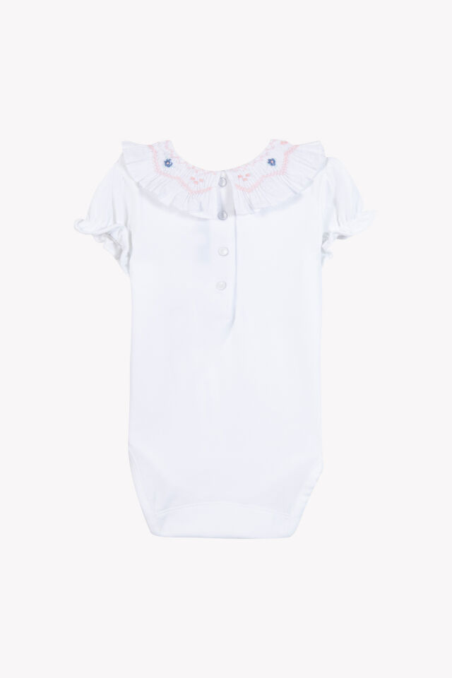 Nakışlı Dantel Yakalı Body Blanc - 18M