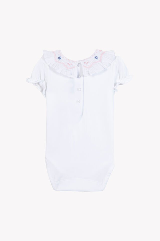 Nakışlı Dantel Yakalı Body Blanc - Beyaz - 1Y