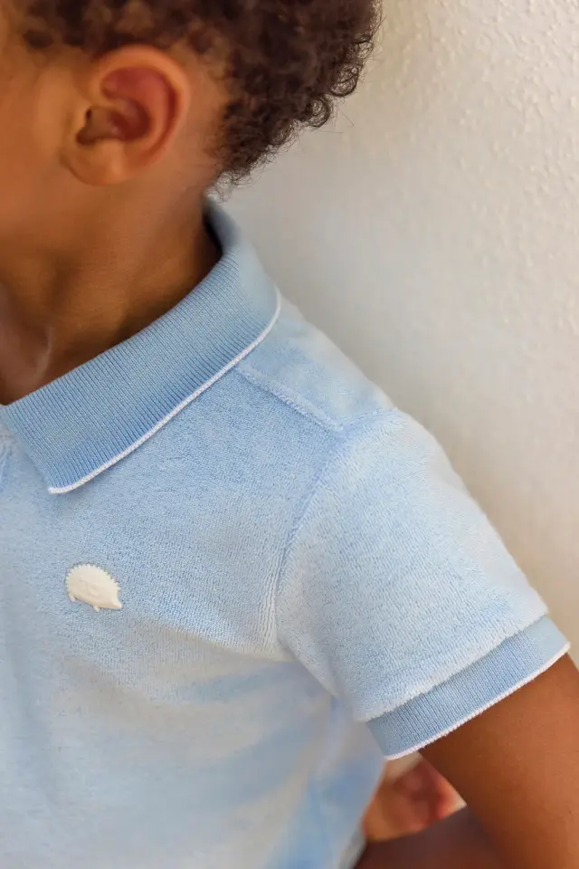 Kısa Kollu Polo Yaka T-Shirt Mavi - 18M