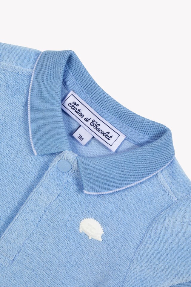 kısa kollu Polo Yaka T.Shirt Mavi - Nuage - Nuage chiné - 18M