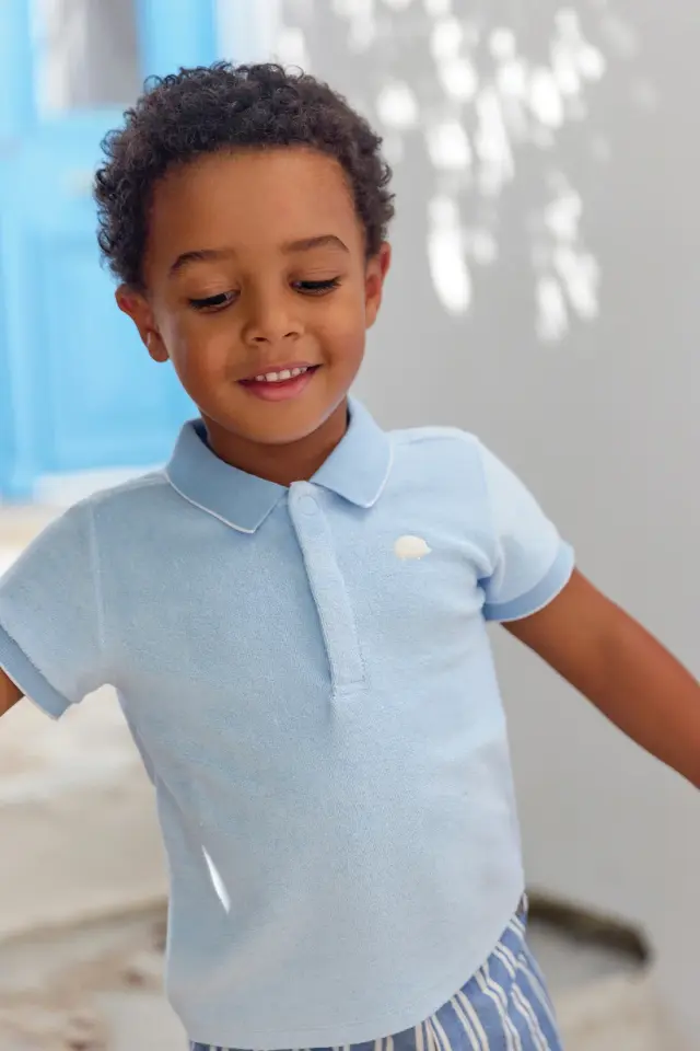 Kısa Kollu Polo Yaka T-Shirt Mavi - 2Y