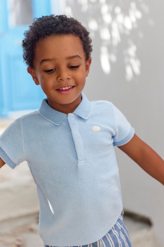 Kısa Kollu Polo Yaka T-Shirt Mavi - 2Y