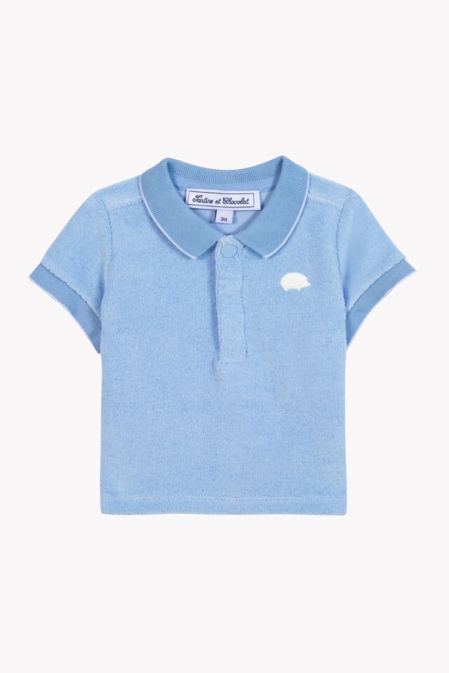 kısa kollu Polo Yaka T.Shirt Mavi - Nuage - Nuage chiné - 3Y