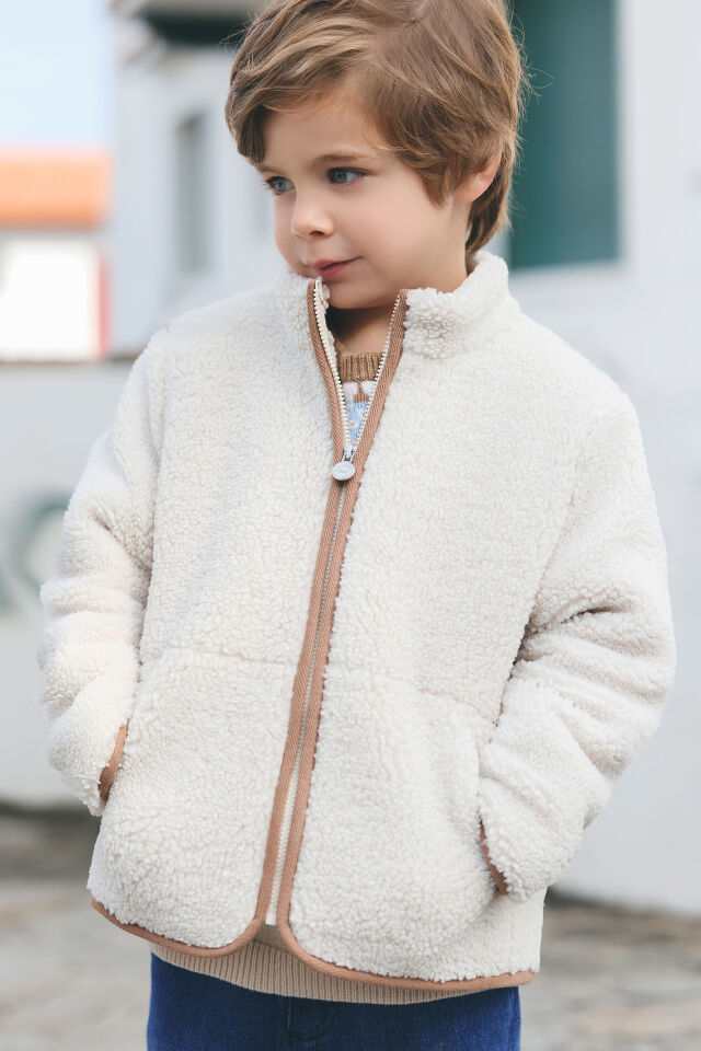 Muflonlu Sweat Ceket BEJ - 8Y