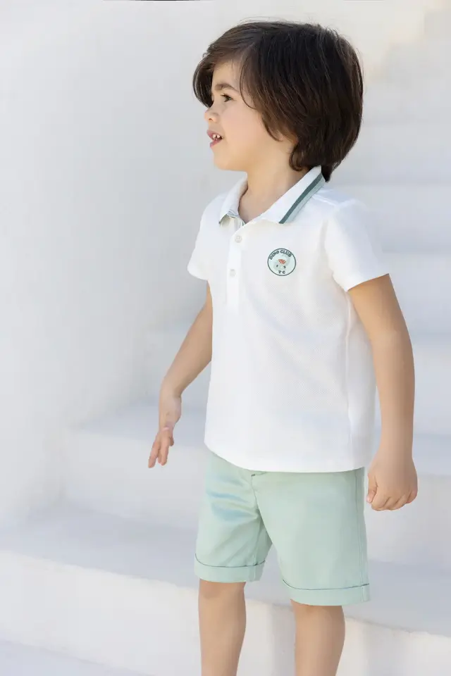 Kısa Kollu Polo Yaka T-Shirt Nacre - 3Y