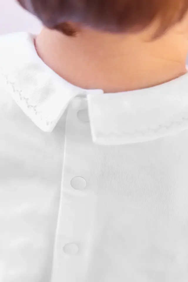 Keten Yakalı Ceremonie Body Blanc - 2Y