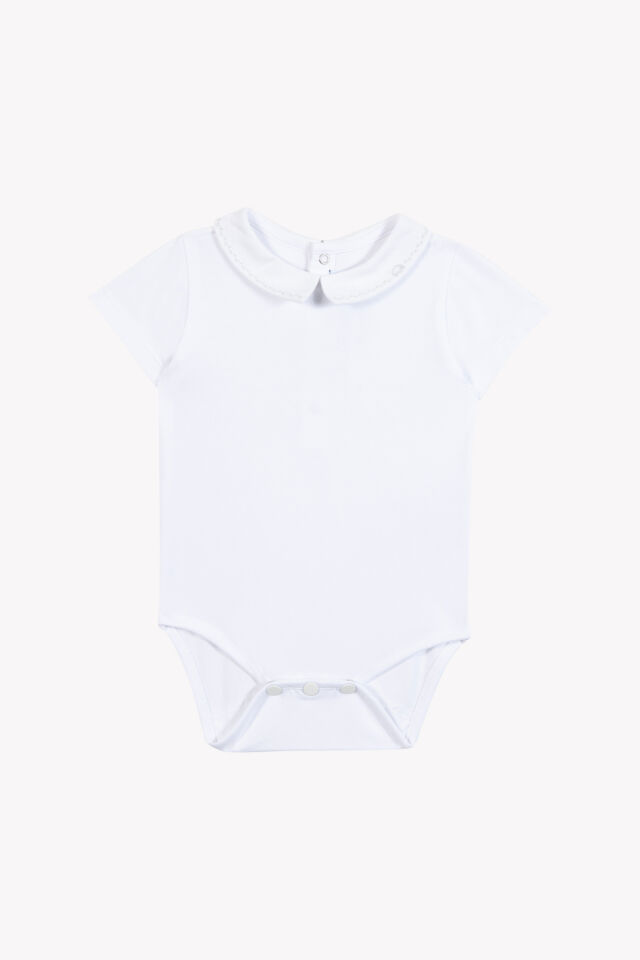 Keten Yakalı Ceremonie Body Blanc - 2Y