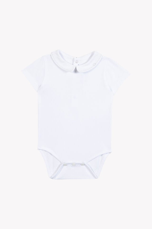 Keten Yakalı Ceremonie Body Blanc - 2Y