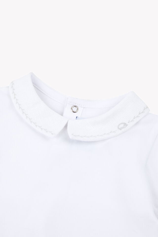 Keten Yakalı Ceremonie Body Blanc - 2Y
