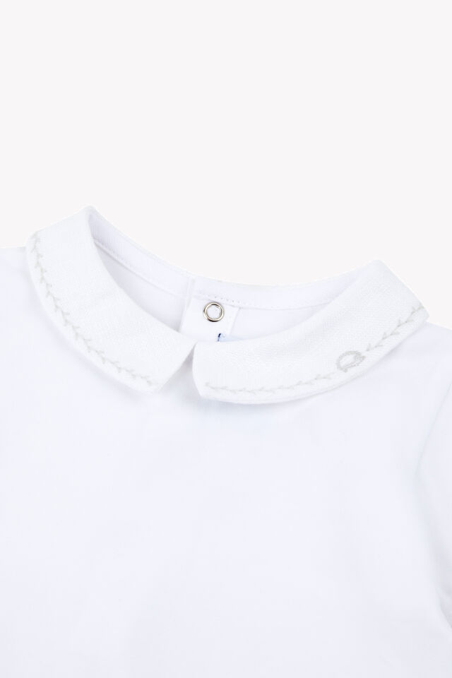 Keten Yakalı Ceremonie Body Blanc - 2Y
