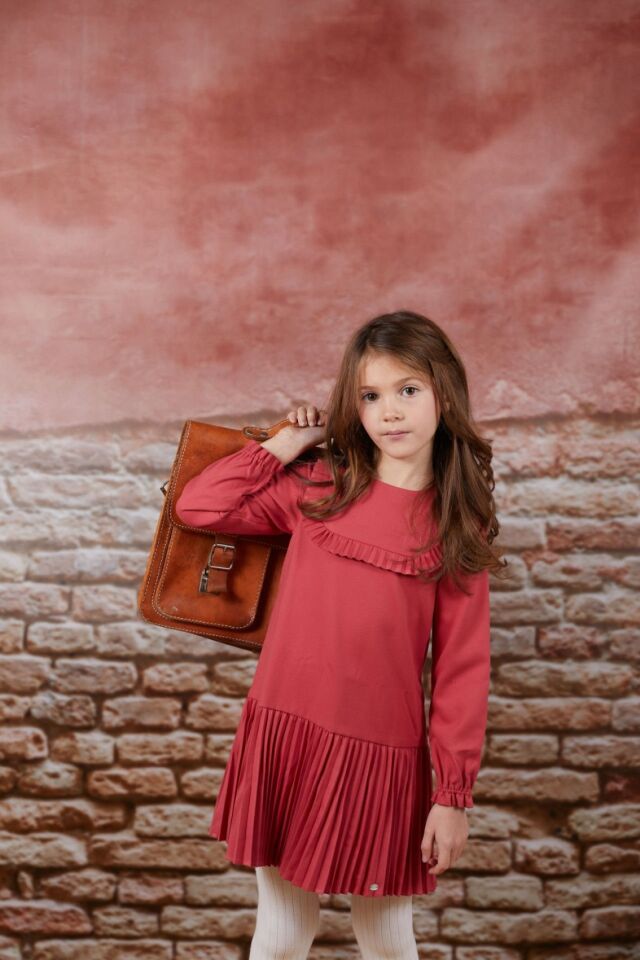 PİLİLİ ELBİSE Frambuaz - 4Y