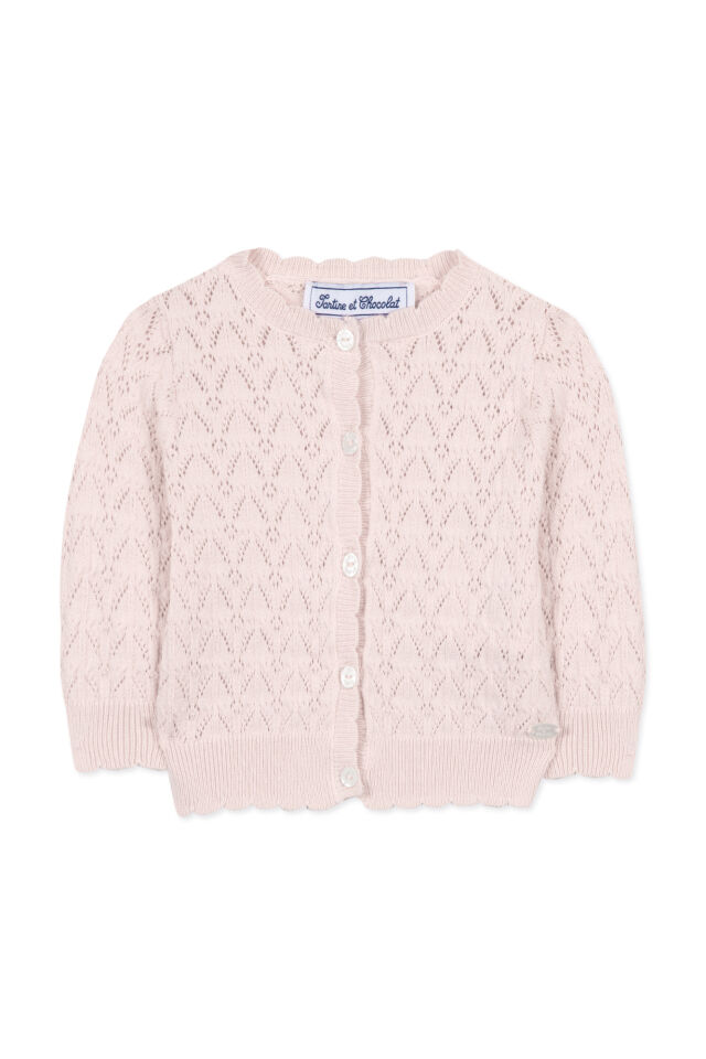 ajurlu triko Hırka Rose pâle - Soft pembe - 3M