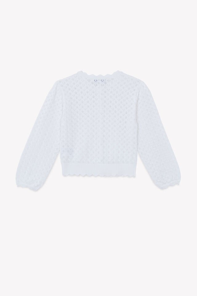 Ajurlu Triko Hırka Blanc - Beyaz - 6Y
