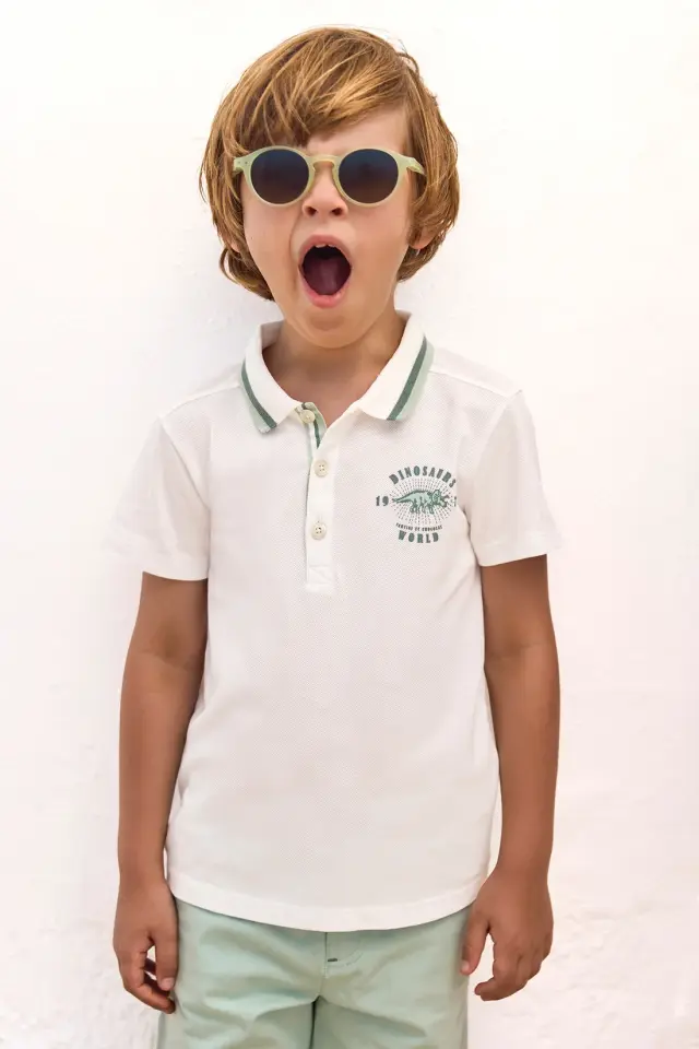 Kısa Kollu Polo Yaka T-Shirt Nacre - 5Y