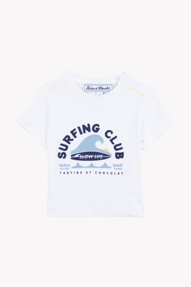 Surfing Baskılı T-Shirt Blanc - 18M