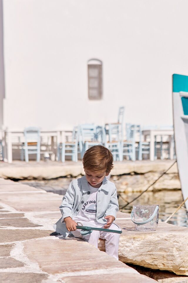 Surfing Baskılı T-Shirt Blanc - 18M