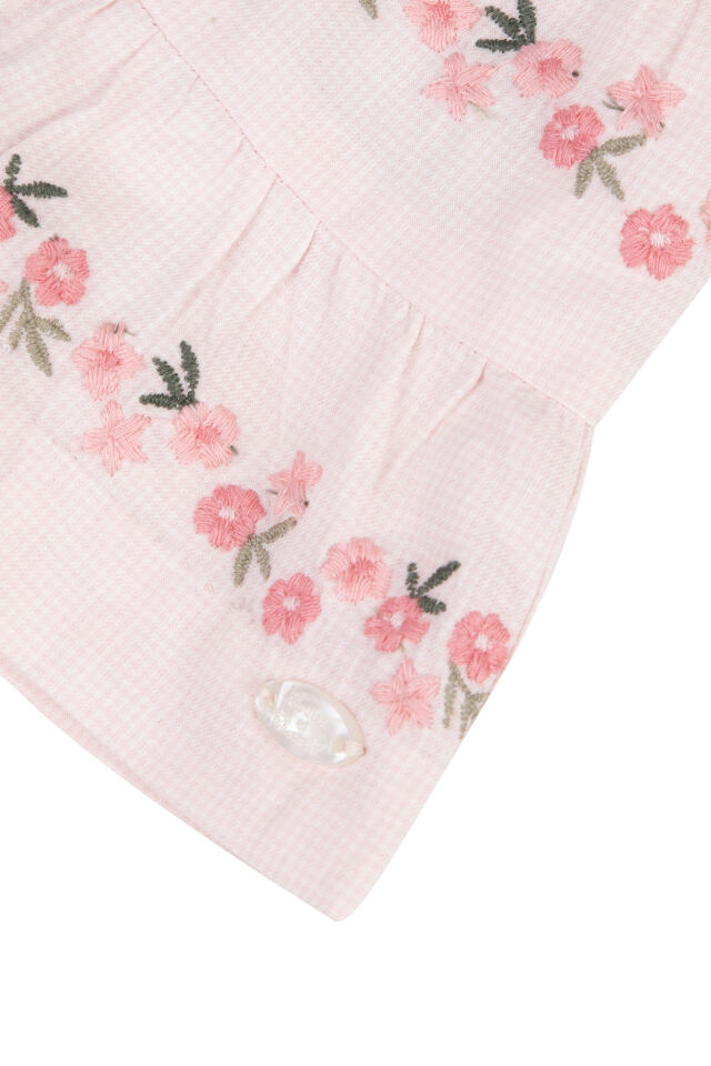 çiçek nakışlı ELBİSE Soft pembe - 18M