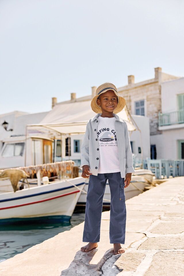 Surfing Baskılı T-Shirt Blanc - 8Y
