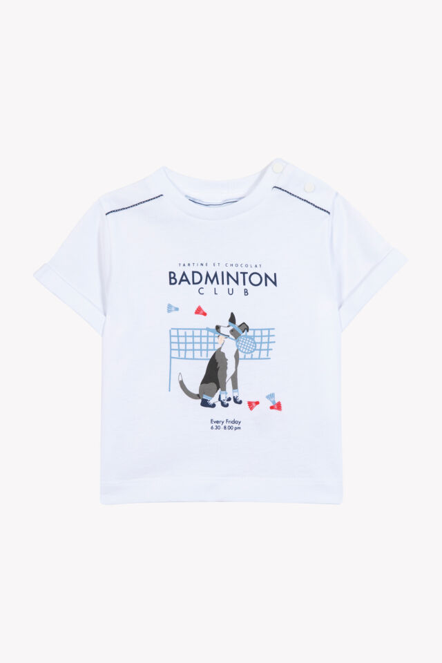 Badminton Baskılı T-Shirt Blanc - 2Y