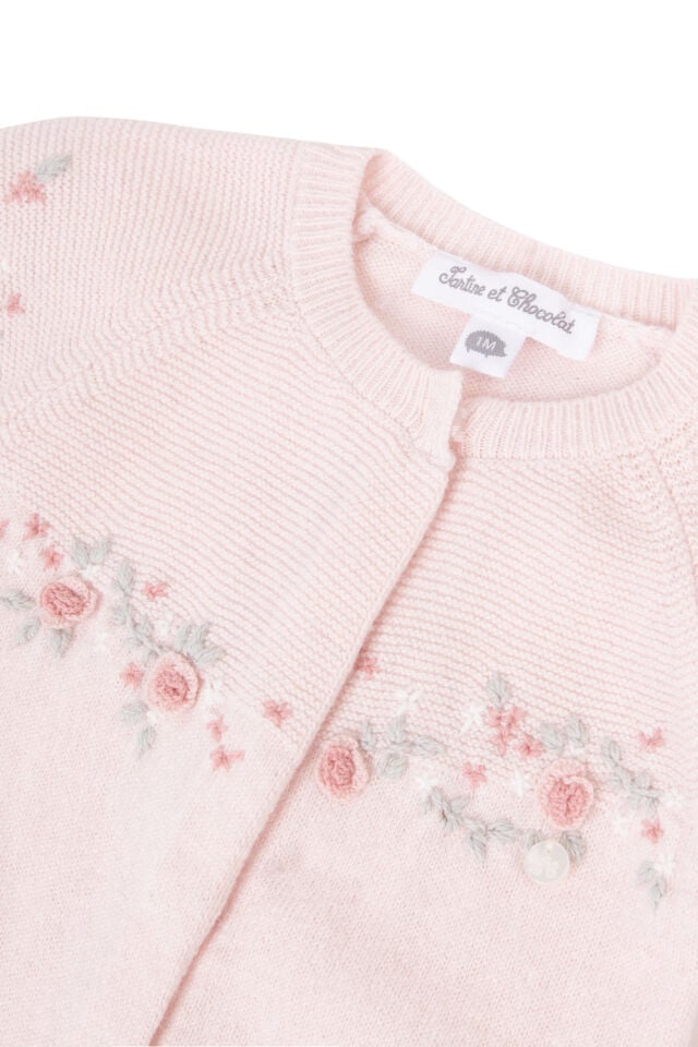 nakışlı triko COMBILONGUE Soft Pembe - 3M