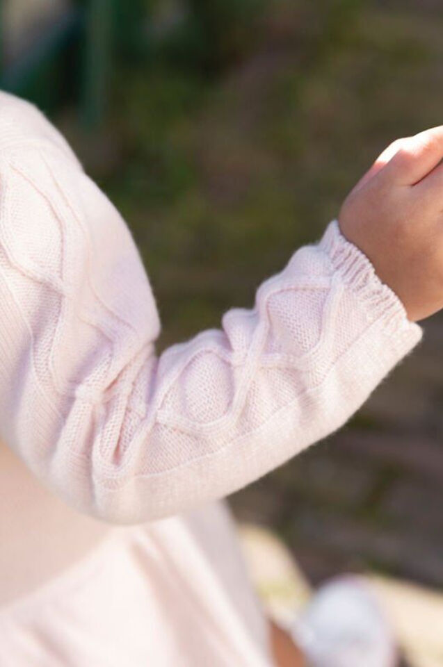 Kalp Nakışlı Yün Elbise Soft Pembe - 1Y