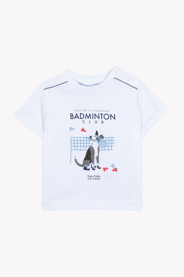 badminton baskılı T.Shirt Blanc - Beyaz - 4Y