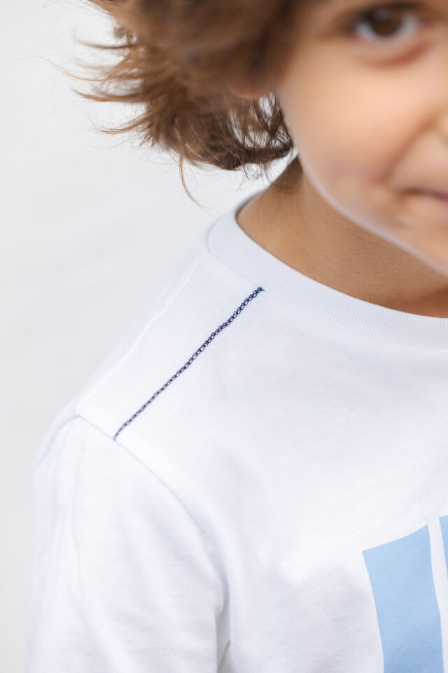 Tenis Raket Baskılı T-Shirt Blanc - 8Y