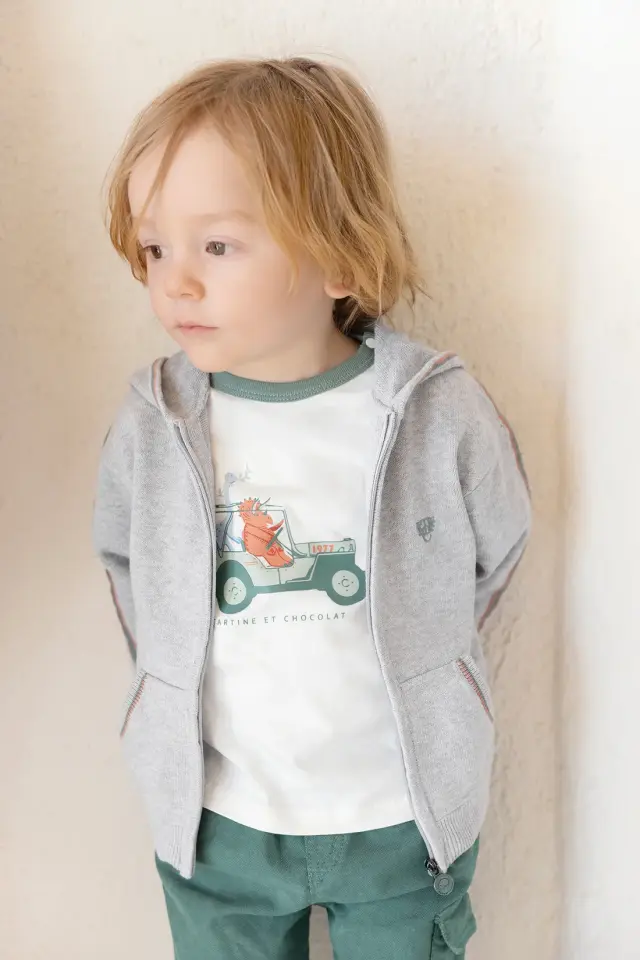 Dinozor Baskılı T-Shirt Nacre - 2Y