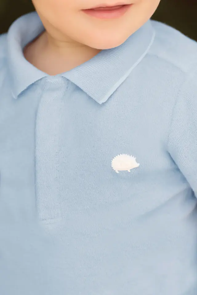 Kısa Kollu Polo T-Shirt Bleu électrique - Saks mavi - 18M