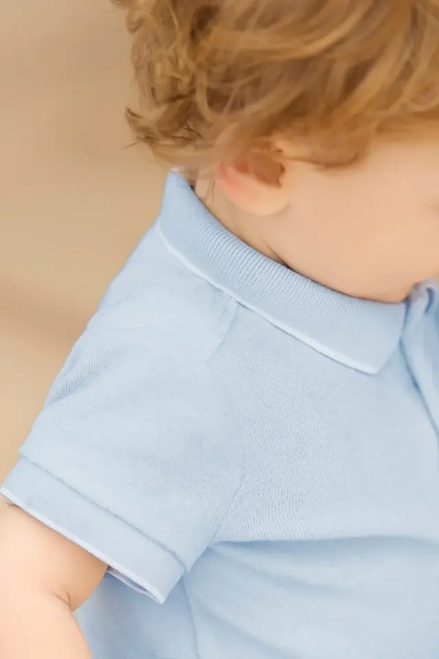 Kısa Kollu Polo T-Shirt Bleu électrique - Saks mavi - 18M