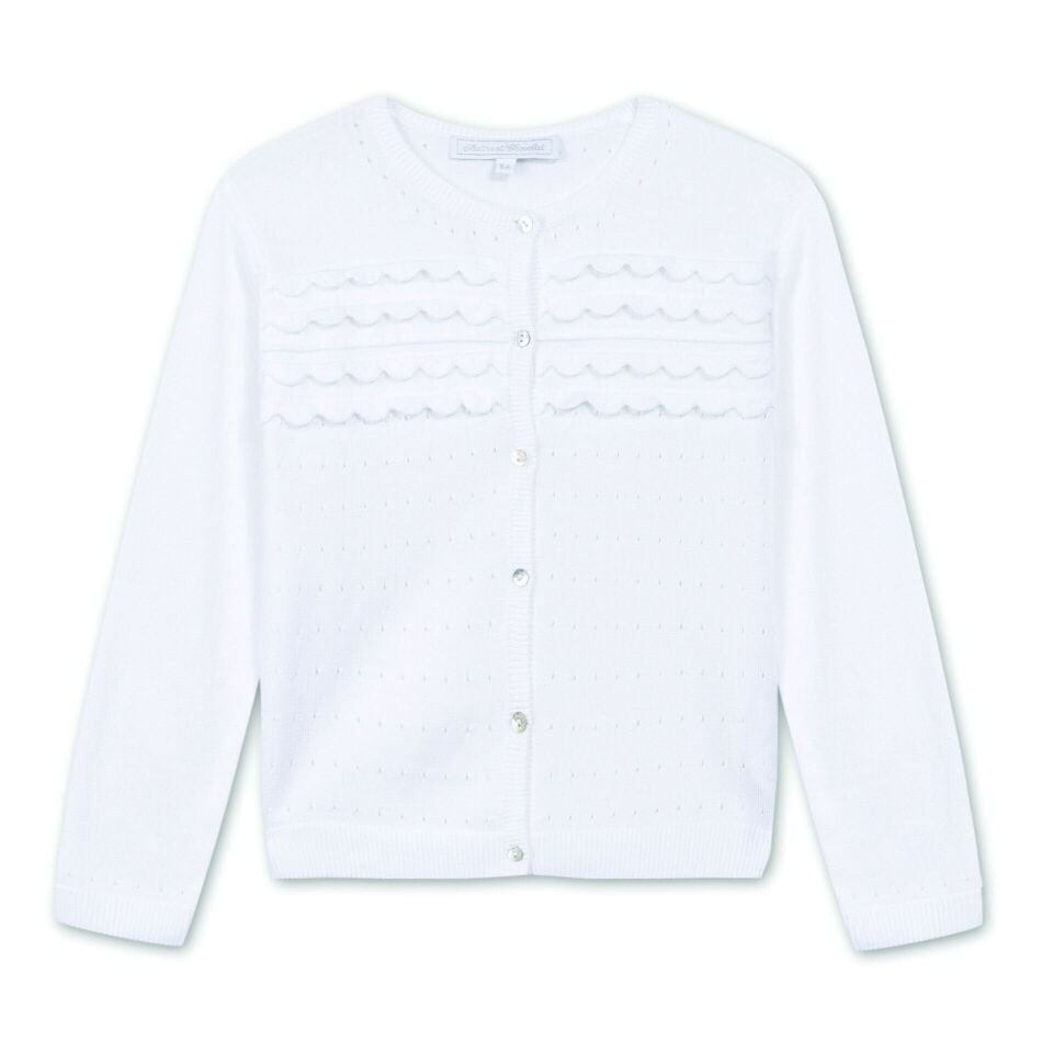 Düz Renk Triko Hırka Blanc - 12Y