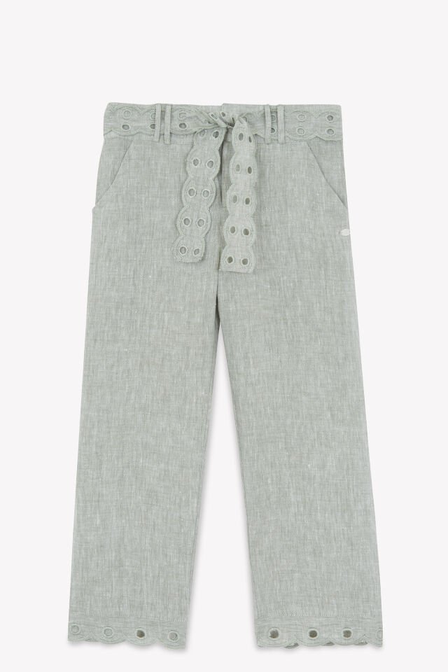 Keten Pantalon Kaki - Haki yeşil - 6Y