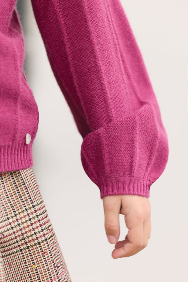 Dantel Yakalı Kazak Pembe - 8Y