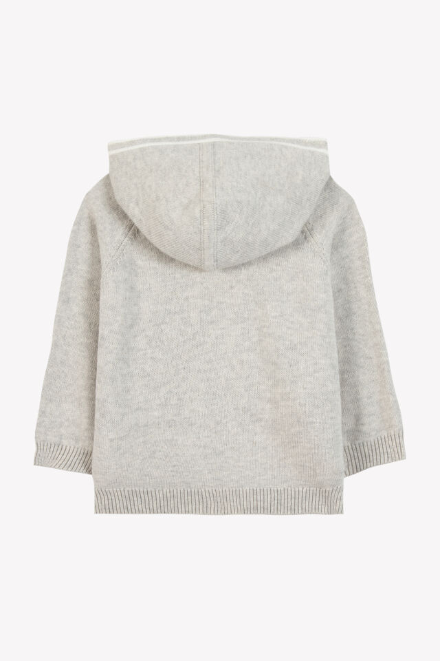 Kapüşonlu Fermuarlı Hırka Gris chiné clair - 4Y