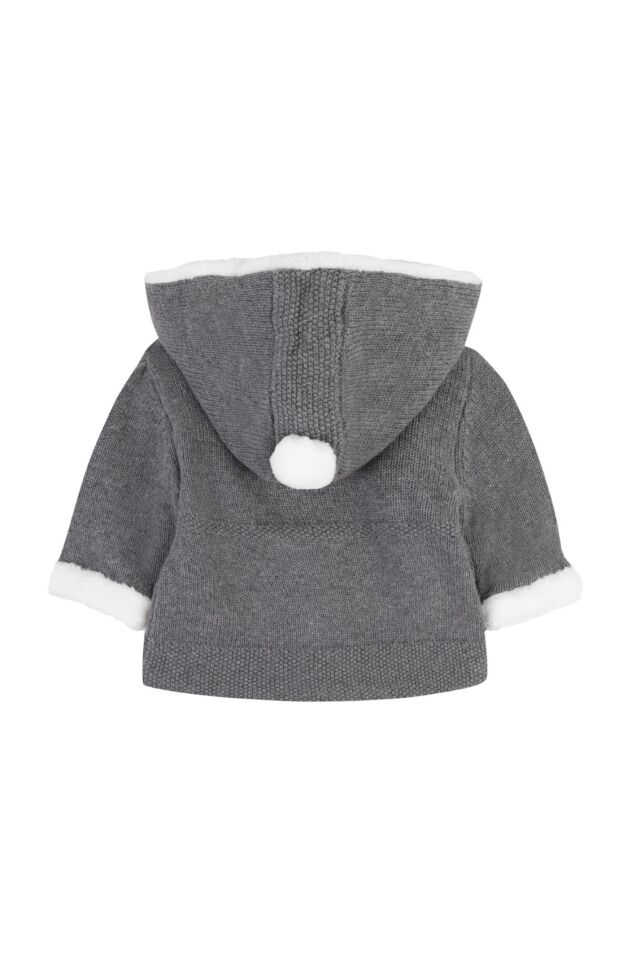 Muflonlu Triko Manto Koyu Gri - 6M