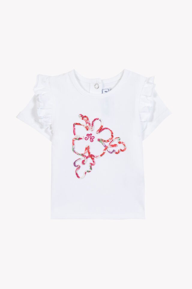 Çiçek aplikeli T-Shirt