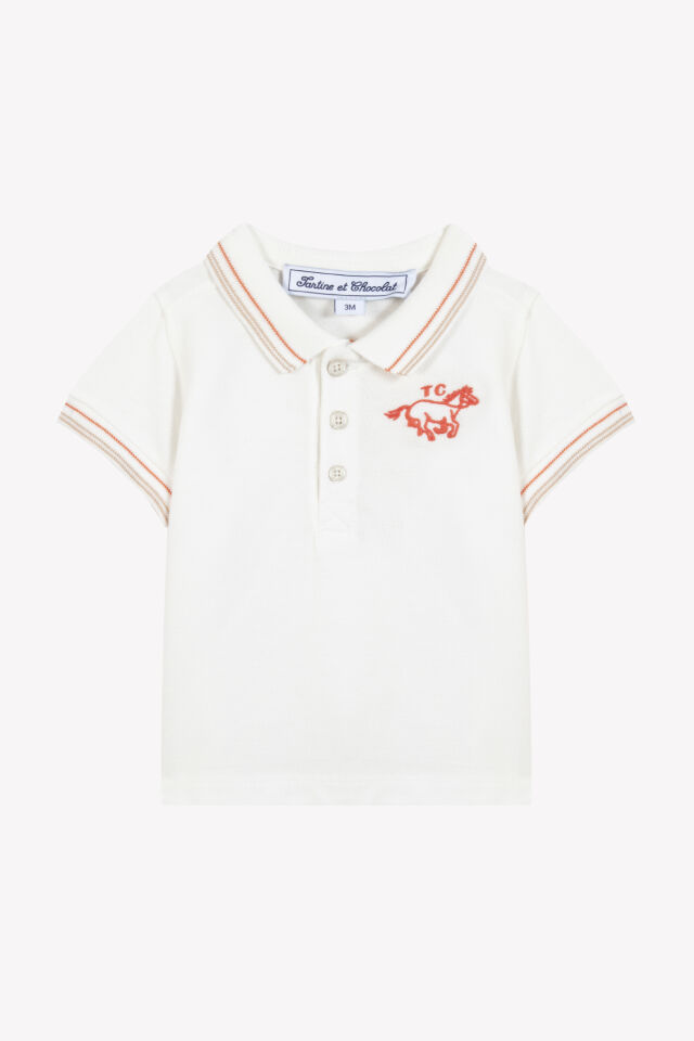 kısa kollu POLO T-SHIRT Vermillon - Turuncu kırmızı - 18M