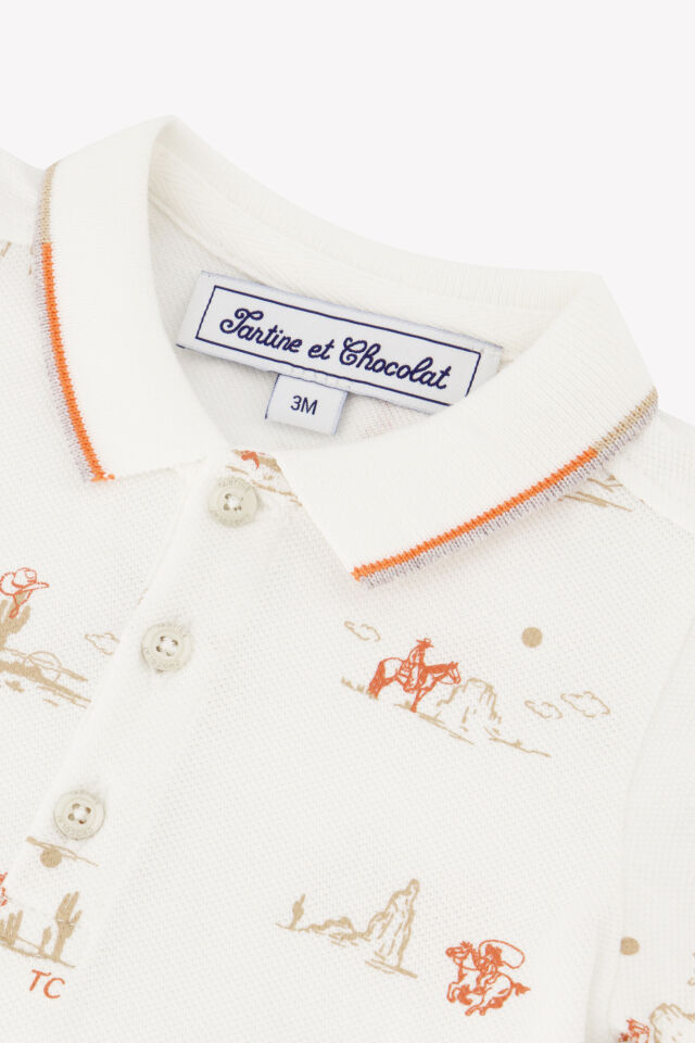 kısa kollu polo T-Shirt Nacre - Ekru - 18M