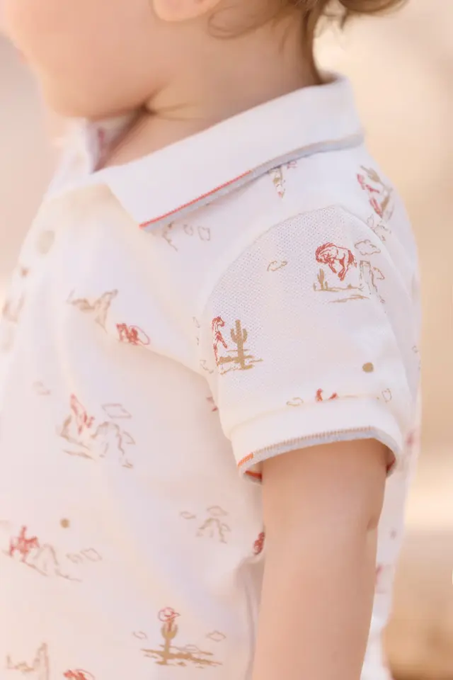 Kısa Kollu Polo T-Shirt Nacre - 9M